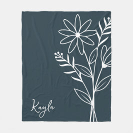 Manta Polar Flor de mes de nacimiento, nombre de caligrafía de