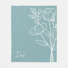 Manta Polar Flor de mes de nacimiento, nombre de caligrafía de