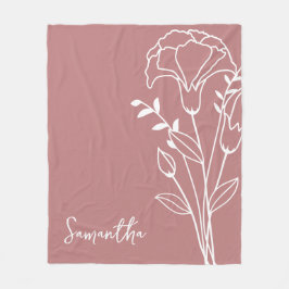 Manta Polar Flor de mes de nacimiento, nombre de caligrafía Ro