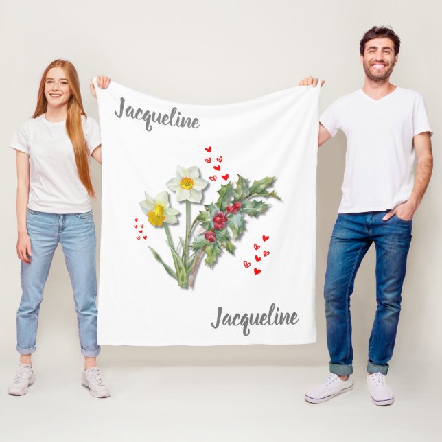 Manta Polar Flor de nacimiento personalizada DICIEMBRE Narciss (In situ)