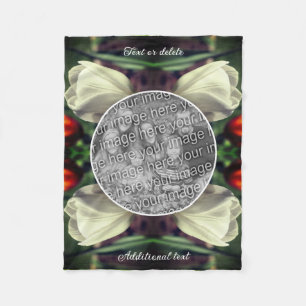 Manta Polar Flor de tulipán blanco personalizada Añadir su pro