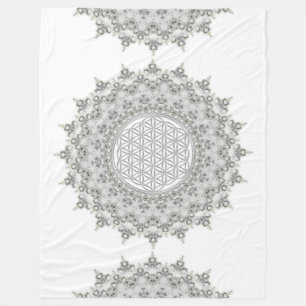 Manta Polar Flor de vida - Fractal Mandala gris verde