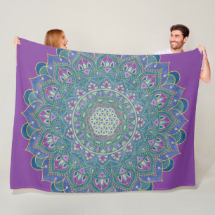 Manta Polar Flor De Vida - Mandala Estilo India 1