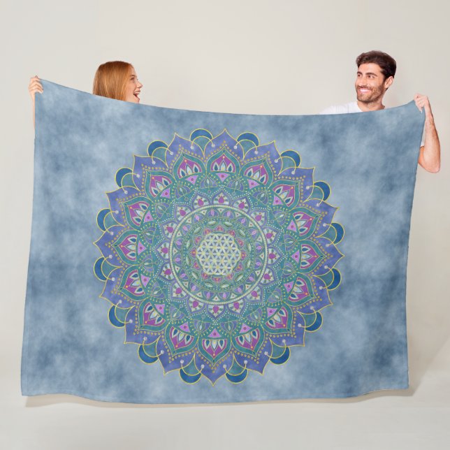 Manta Polar Flor De Vida - Mandala Estilo India 1 (In situ)