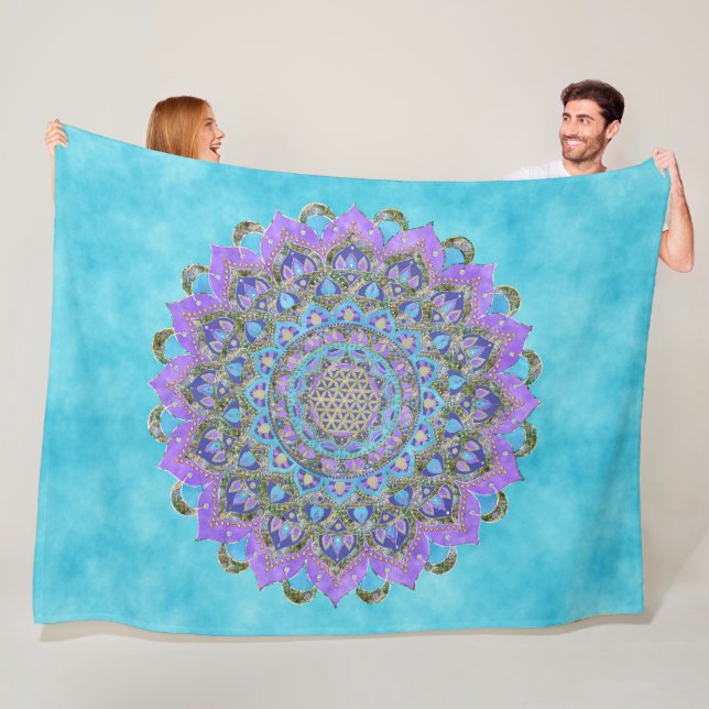 Manta Polar Flor De Vida - Mandala Estilo India 2 (In situ)