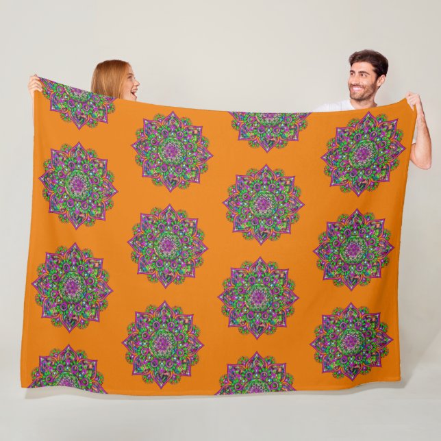 Manta Polar Flor de vida - Mandala india 1 (In situ)