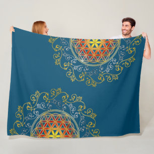 Manta Polar Flor De Vida - Ornamentos Vintage Mandala 1