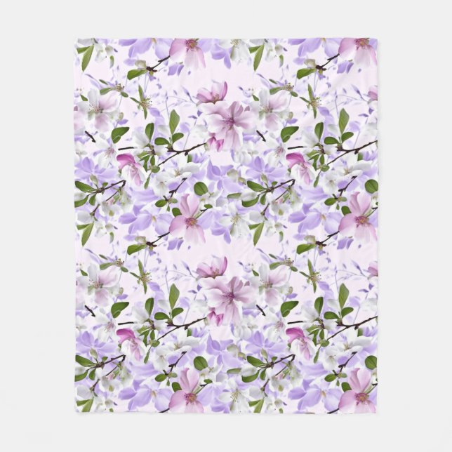 Manta Polar Flor Elegante Pastel (Anverso)