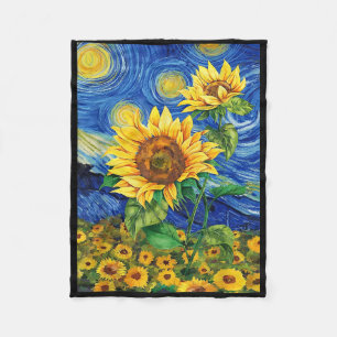 Manta Polar Flor floral de girasol Van Gogh Style Starry Nip