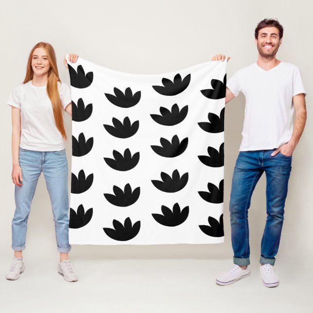 Manta Polar Flor floral negra floral (In situ)