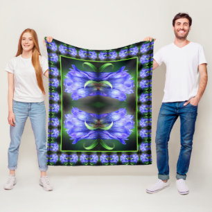 Manta Polar Flor gentiana azul Resumen arte