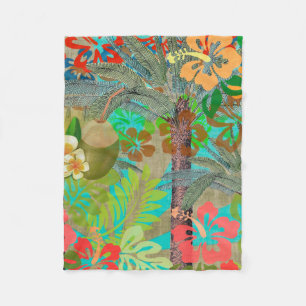 Manta Polar Flor Hawai Hula Vintage Floral Gráfico