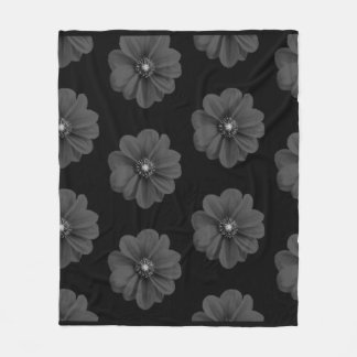 Manta Polar "Flor ilustrada en patrón gris negro"