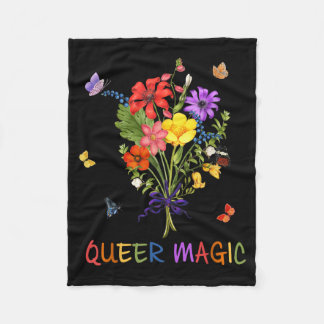 Manta Polar Flor mágica queer mariposas arcoíris aliado orgull
