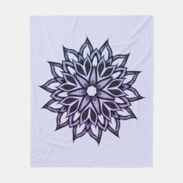 Manta Polar Flor Mandala Azul Violeta Floral Arte