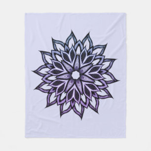 Manta Polar Flor Mandala Azul Violeta Floral Arte