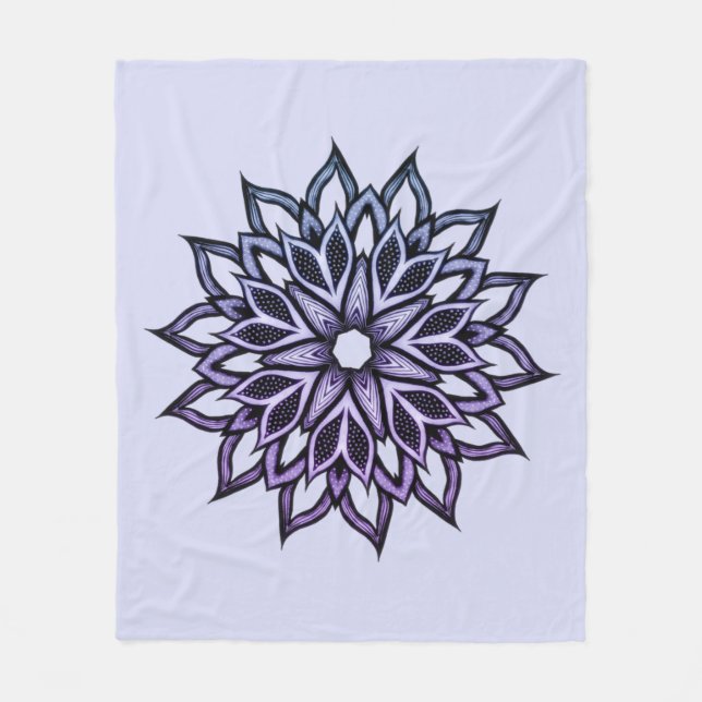 Manta Polar Flor Mandala Azul Violeta Floral Arte (Anverso)
