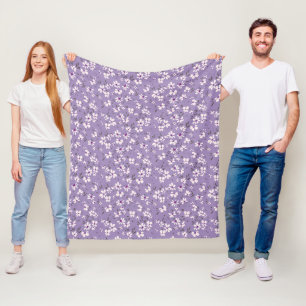 Manta Polar flor morena blanca y linda con fondo azul