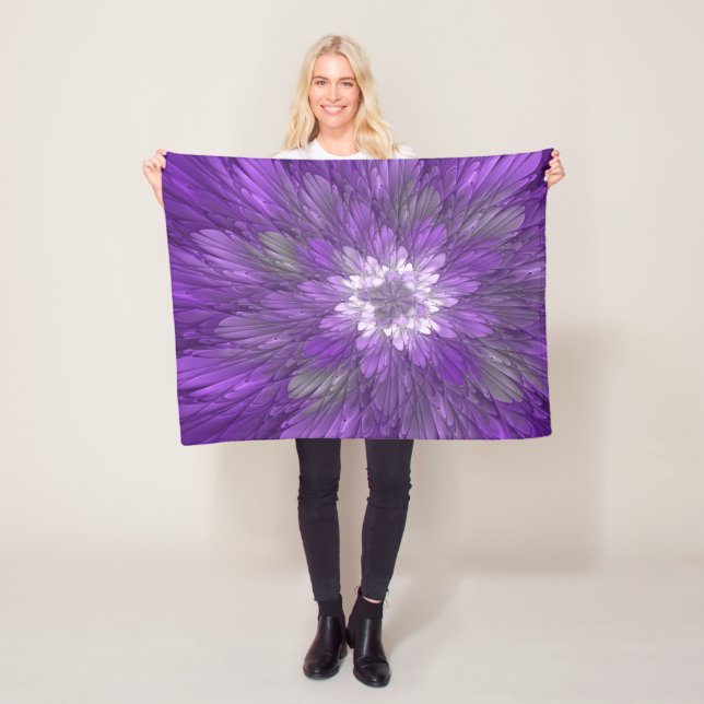 Manta Polar Flor púrpura psicodélica Resumen arte fractal (In situ)