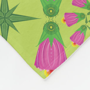 Manta Polar Flor retro bell Mandalas Green Fleece Blanc