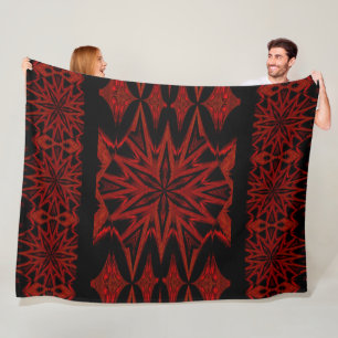 Manta Polar Flor roja en negro