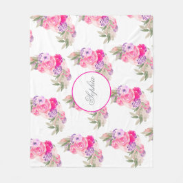 Manta Polar Flor rosa rosa bonito