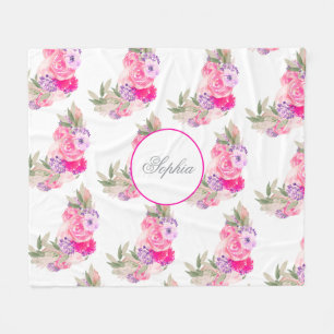 Manta Polar Flor rosa rosa bonito
