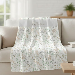 Manta Polar Flor silvestre Boho nombre personalizado
