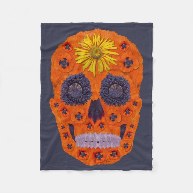 Manta Polar Flor Skull 1 (Anverso)