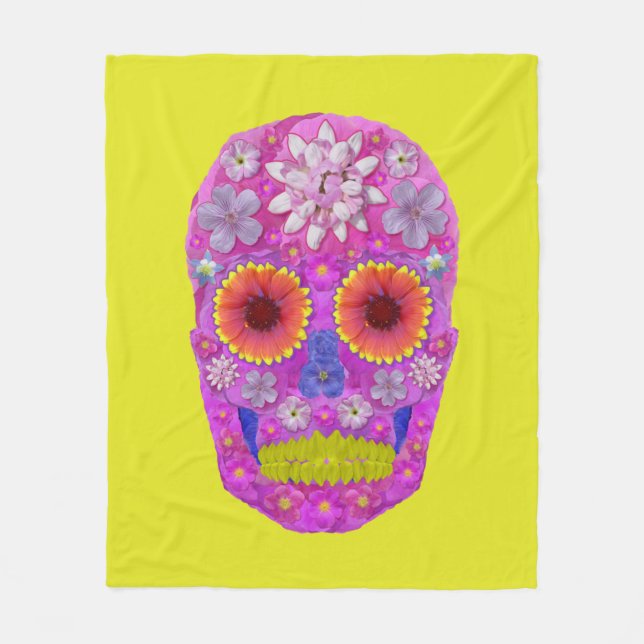 Manta Polar Flor Skull 2 (Anverso)