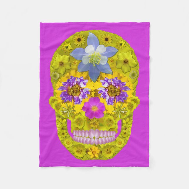 Manta Polar Flor Skull 3 (Anverso)