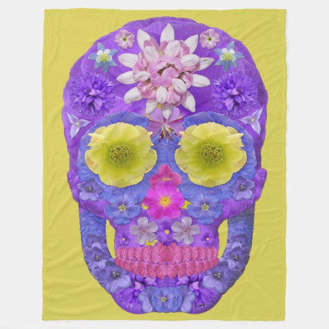 Manta Polar Flor Skull 5 (Anverso)