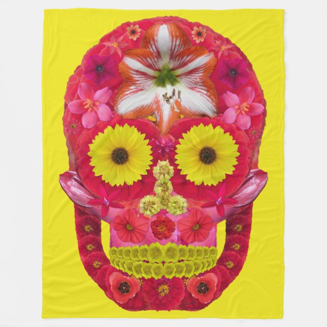 Manta Polar Flor Skull 6 (Anverso)