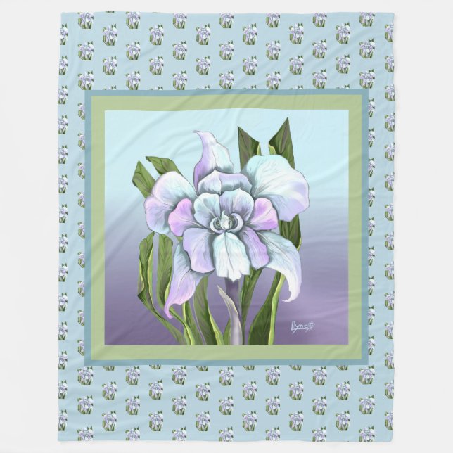 Manta Polar Flor Smeraldo Fleece Blanket (Anverso)