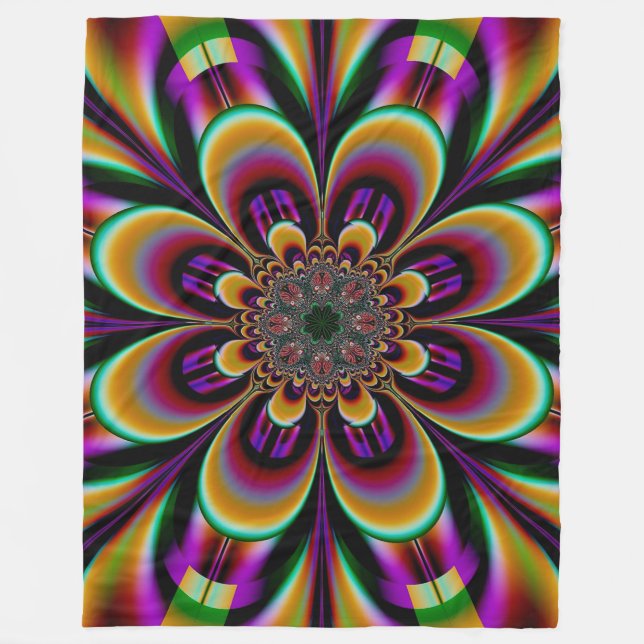 Manta Polar Flor violeta de sueño fractal (Anverso)