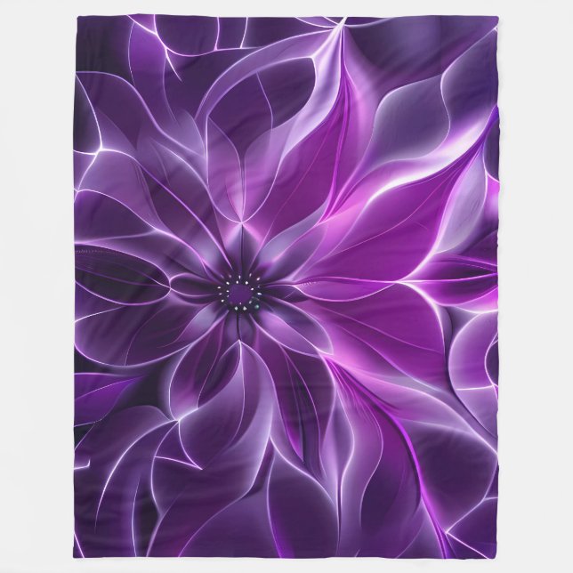 Manta Polar Flor violeta profunda fractal hipnótica (Anverso)