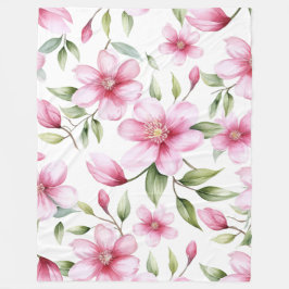 Manta Polar Flora rosa acuarela