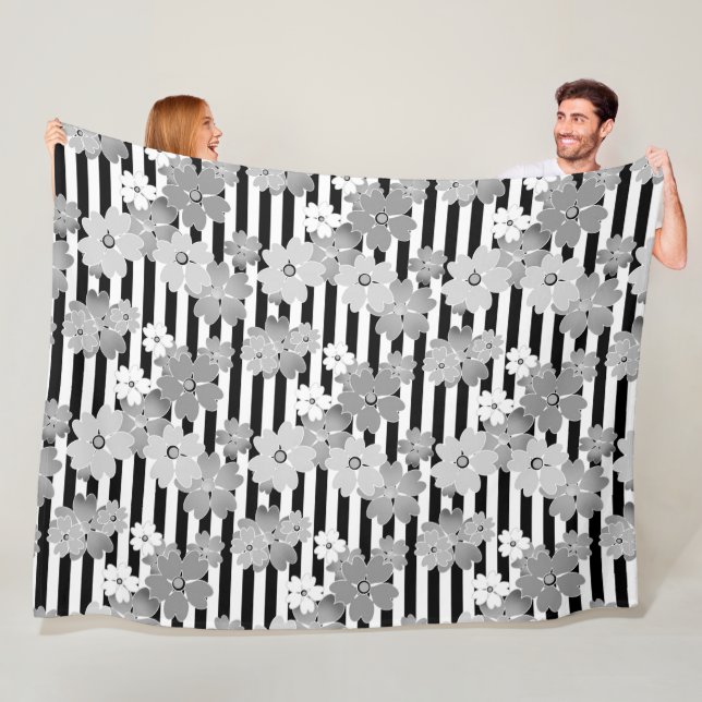 Manta Polar Floral, a rayas (In situ)