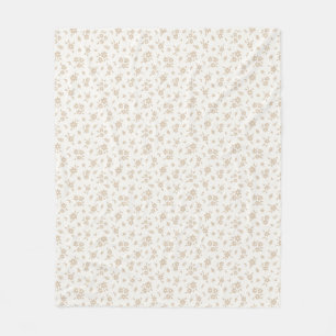 Manta Polar Floral Alegre Neutral Suave Crema Beige Pálido