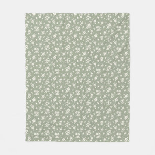 Manta Polar Floral Alegre Verde Menta apagado Neutral Cottagec