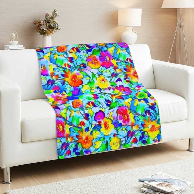 Manta Polar Floral azul brillante (Subido por el creador)