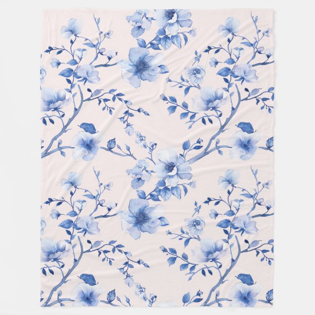 Manta Polar Floral azul de Rubor romántica (Anverso)