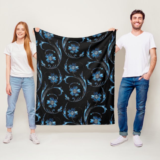 Manta Polar Floral azul Shimmer 2 (In situ)