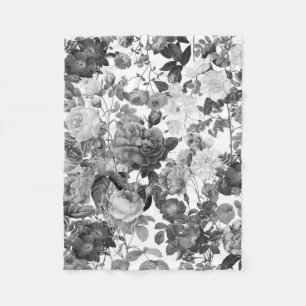 Manta Polar Floral blanca blanca blanca negra
