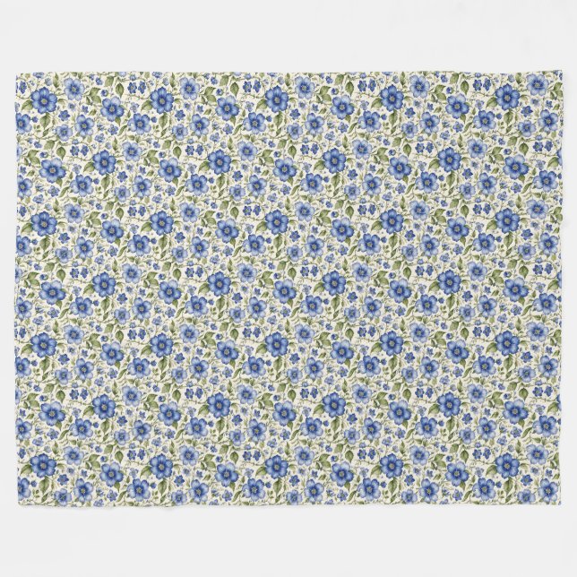 Manta Polar Floral Blue Forget-Me-Nots (Frente (Horizontal))