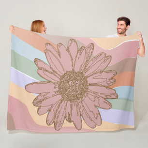 Manta Polar Floral caprichosa Daisy Colorido Boho Rayas Olas