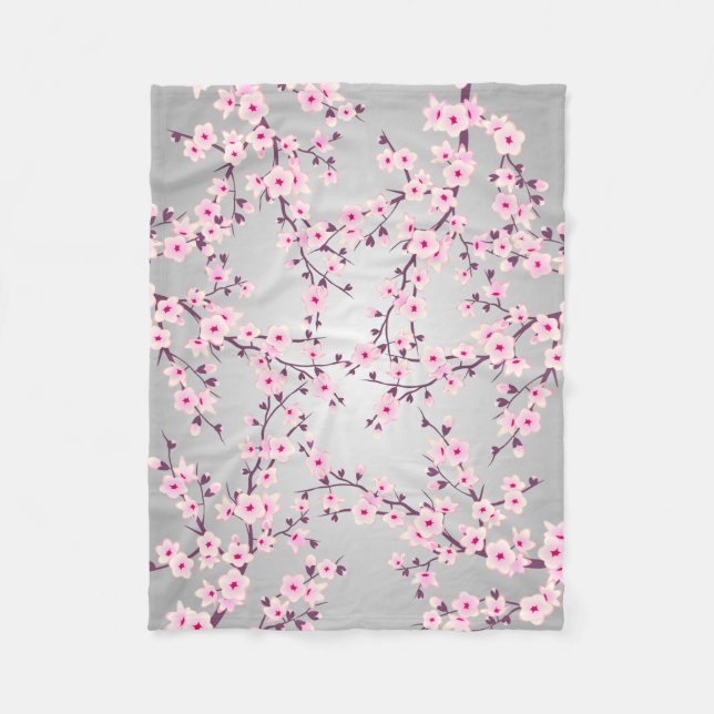Manta Polar Floral Cerezo Blossom Gris rosa (Anverso)