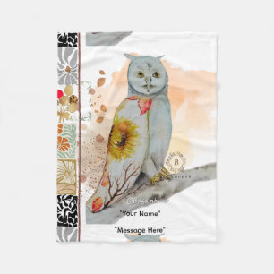 Manta Polar FLoral Cloak Owl Fleece Baby Blanket