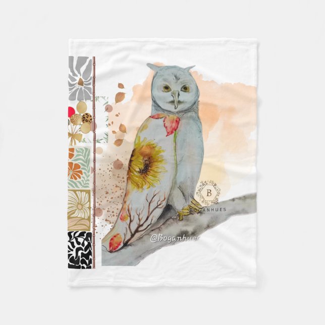 Manta Polar FLoral Cloak Owl Fleece Baby Blanket (Anverso)