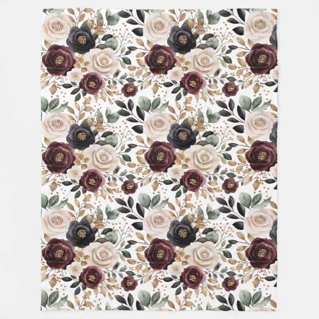 Manta Polar Floral crema burgundy chic   (Anverso)